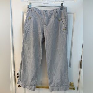 Stylish Blue and White Striped Cropped Pants